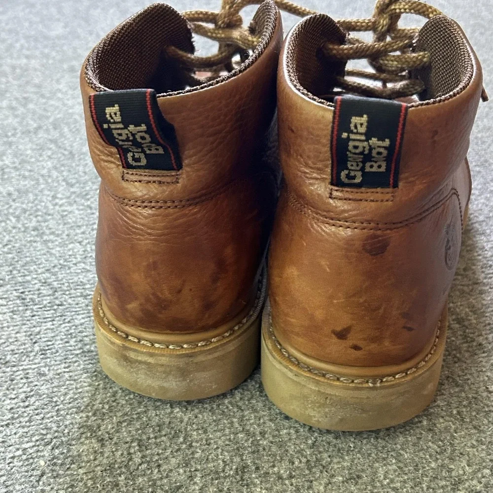 Georgia Boot Boots Mens Size 12M Brown Leather Chukka Wedge Work Slip Resistant